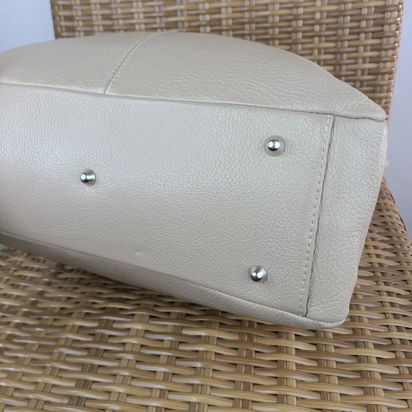 Borse In Pelle Cream Soft Pebbled Leather Shoulder Tote Bag Purse Made In Italy - Picture 12 of 16